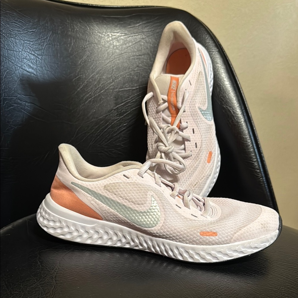Nike Cream and Orange Sneakers with React Foam